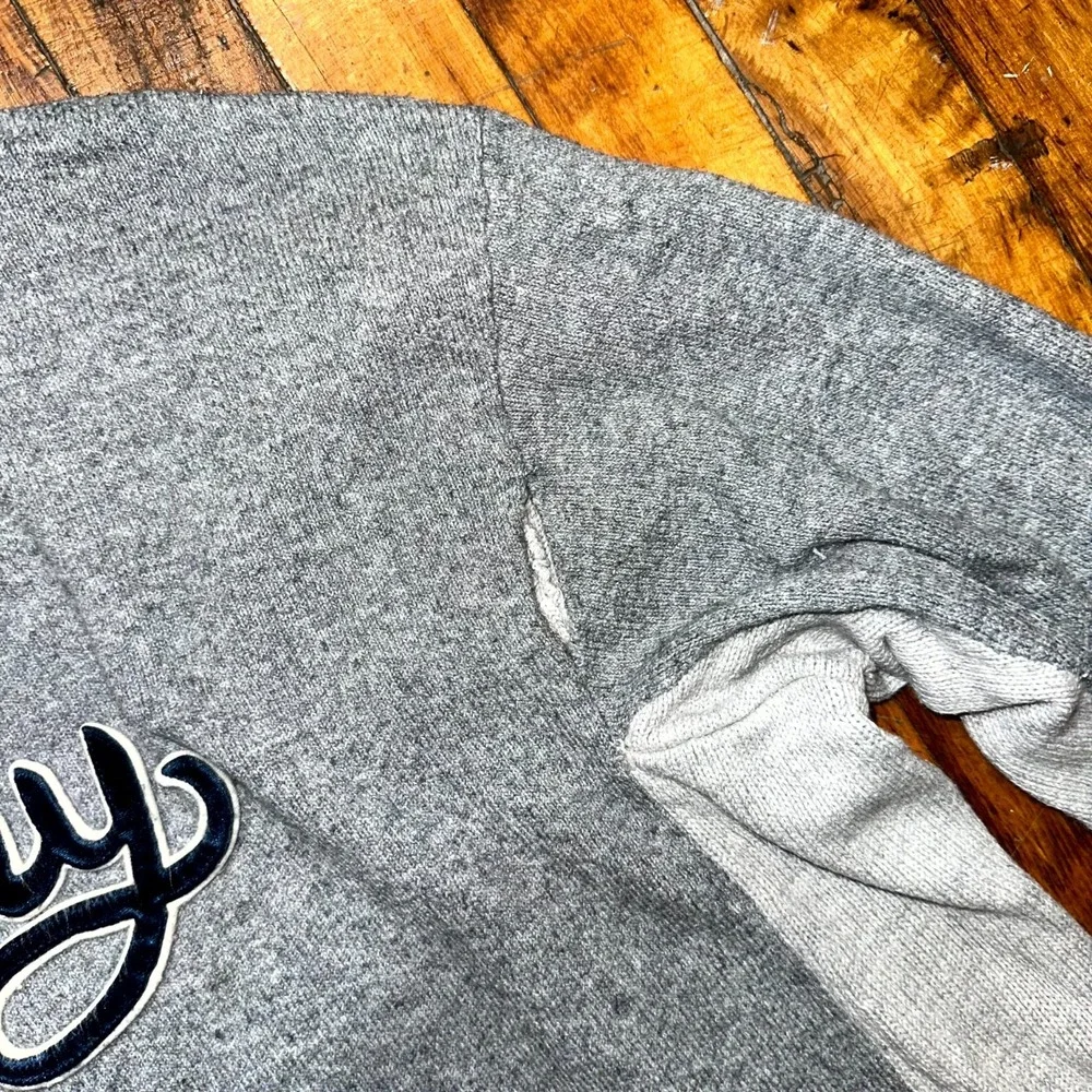 Tommy Hilfiger Sweater Men's 2XL Gray Knit Long Sleeve Script Logo Crew Neck‎
